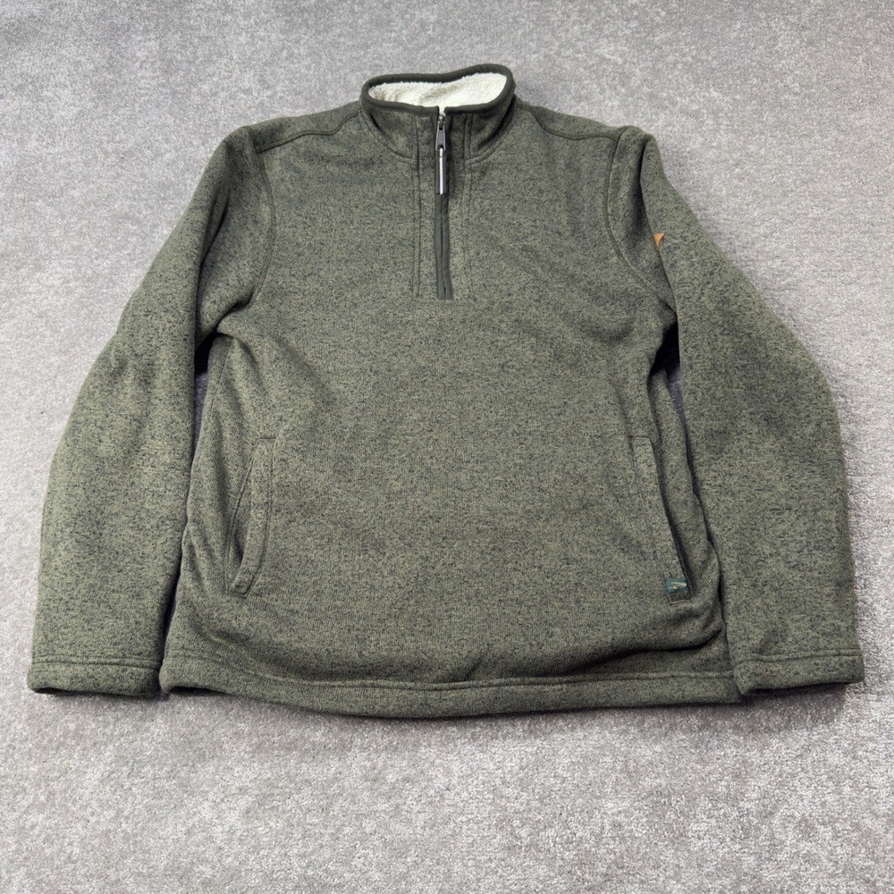 Orvis Quarter Zip Pullover Mens Size M Green Heathered Sherpa‎ Lined Fleece Top